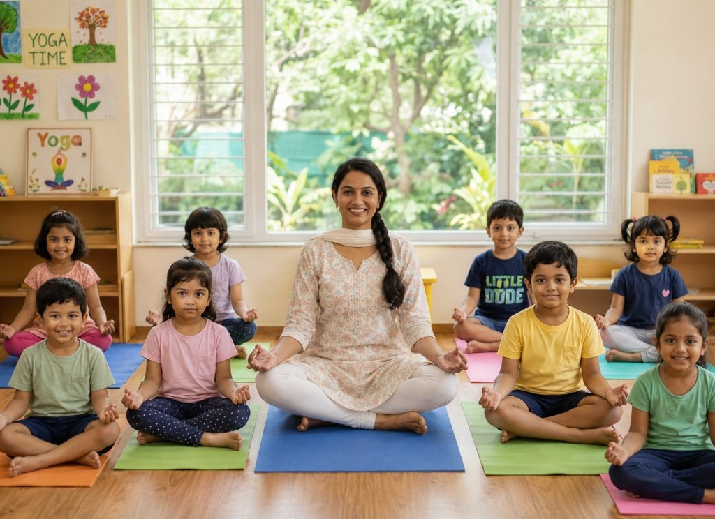 Seated yoga & mindfulness session at BambiBoo Preschool